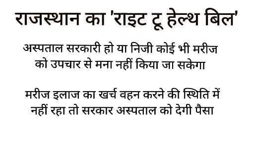 राइट टू हेल्थ विधेयक : Right To Health Bill