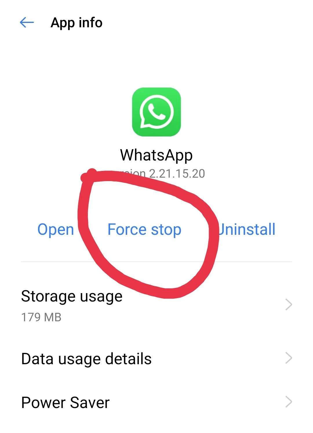 Forcestop WhatsApp