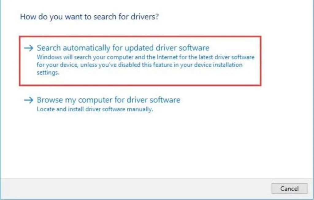 Search automatically for updated driver software Search automatically for updated driver software