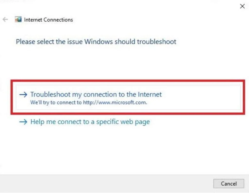 Troubleshoot my connection to the Internet Troubleshoot my connection to the Internet