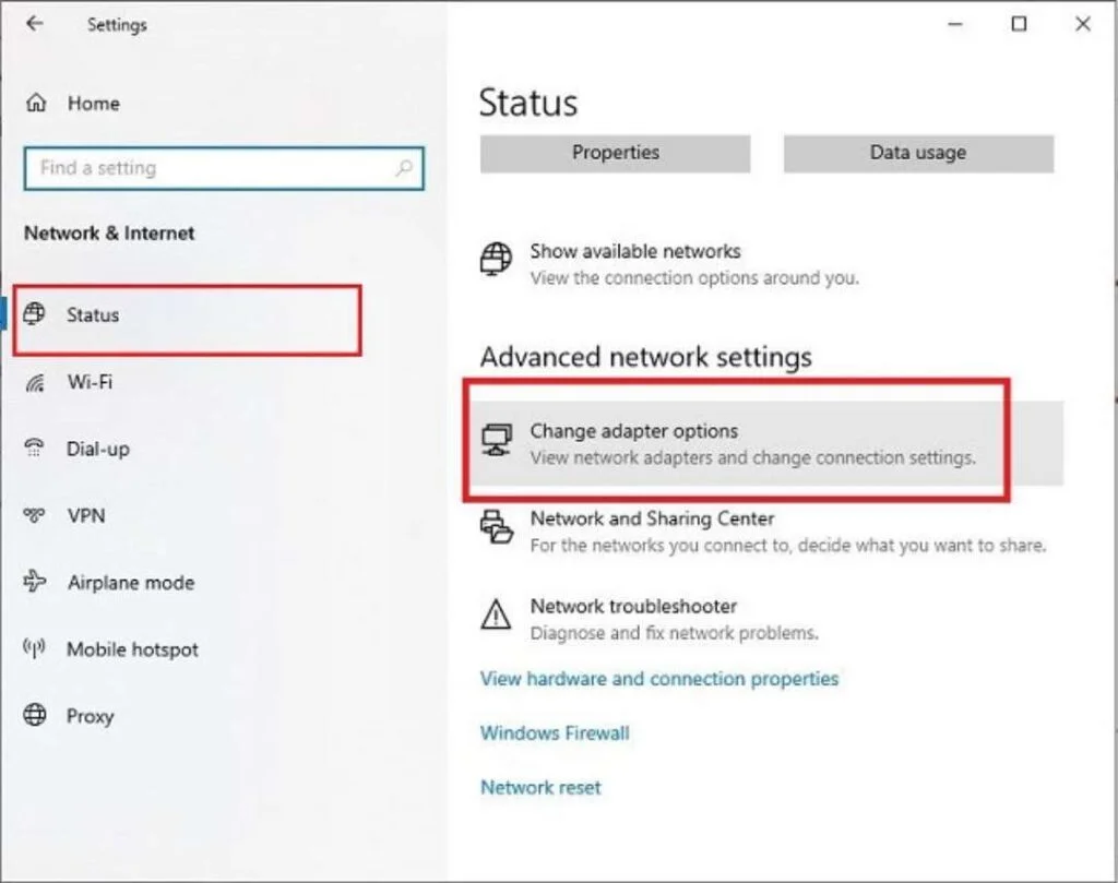 change Adapter option change Adapter option