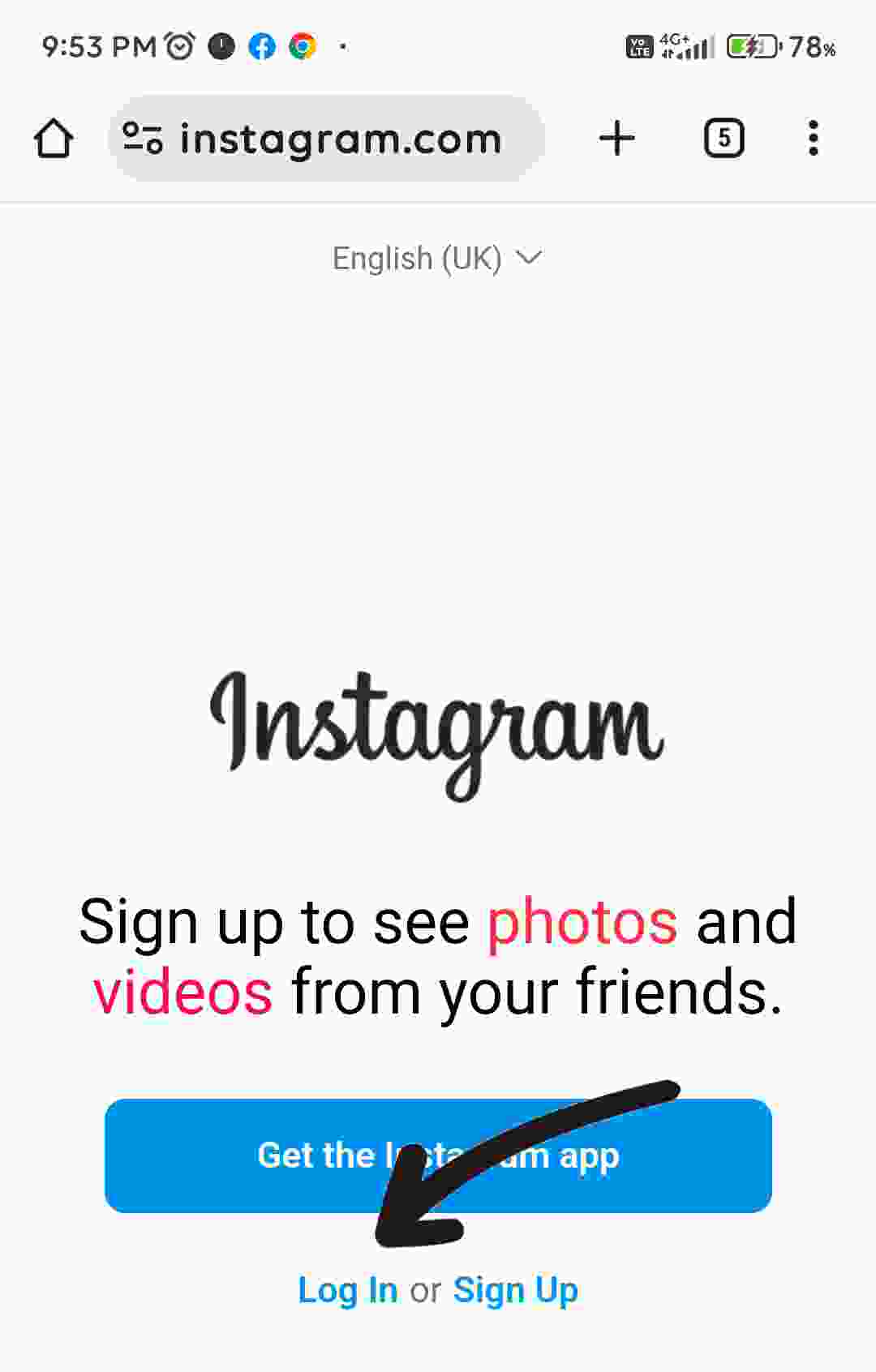 click on log in option