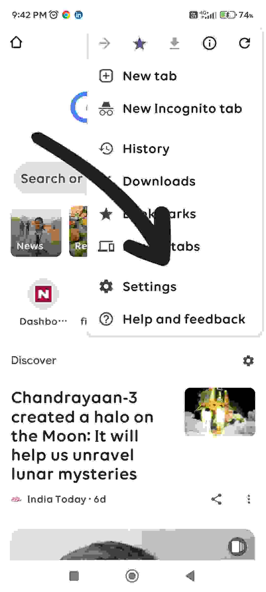 click on setting option