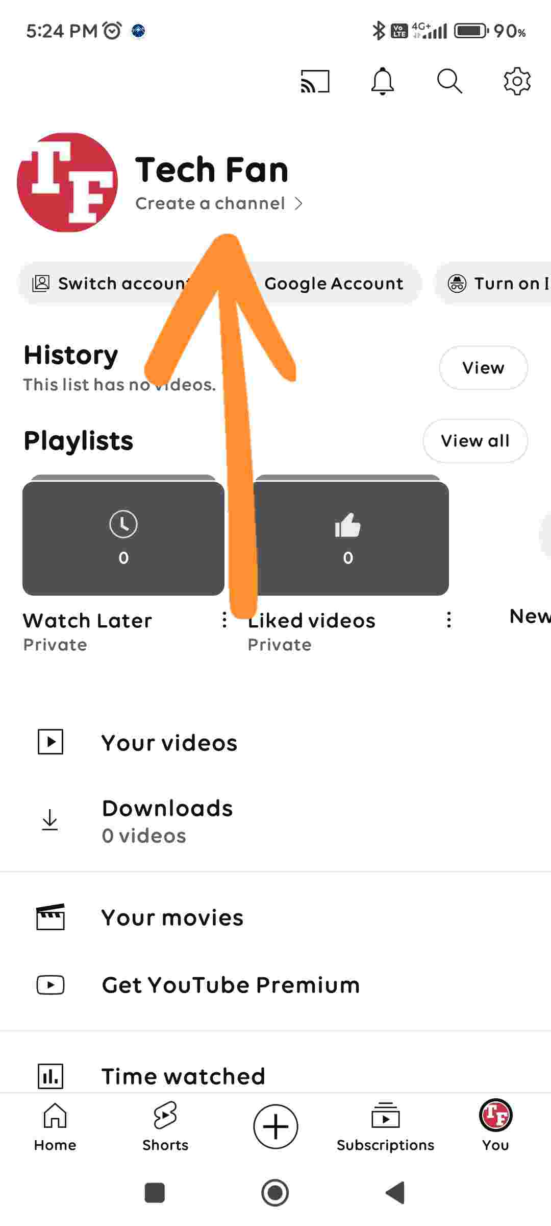create a channel पर क्लीक करें create a channel पर क्लीक करें