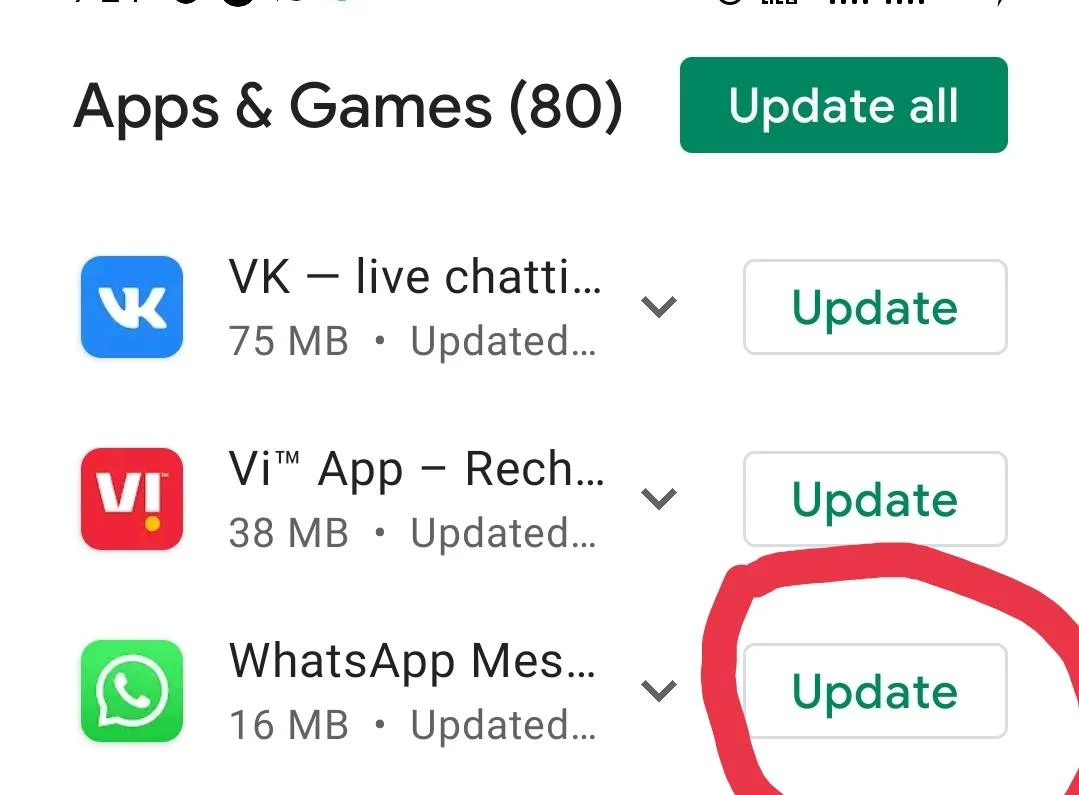 update whatsapp