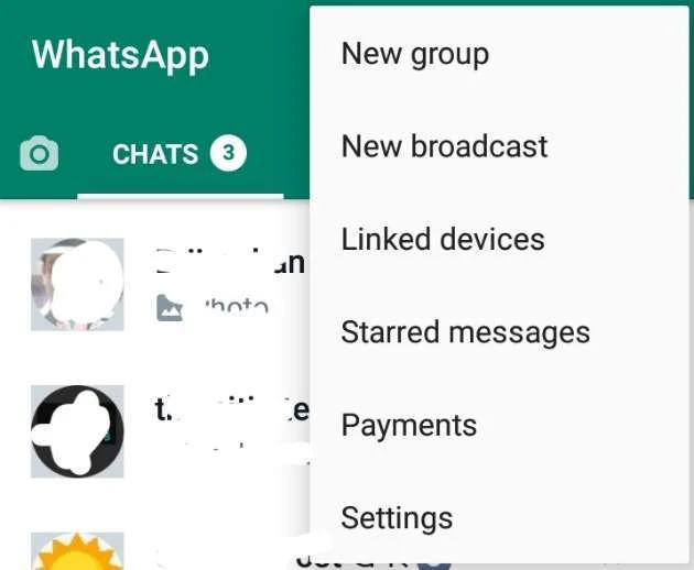 WhatsApp menu