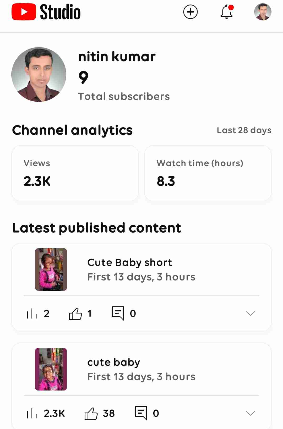 YouTube studio app dashboard YouTube studio app dashboard