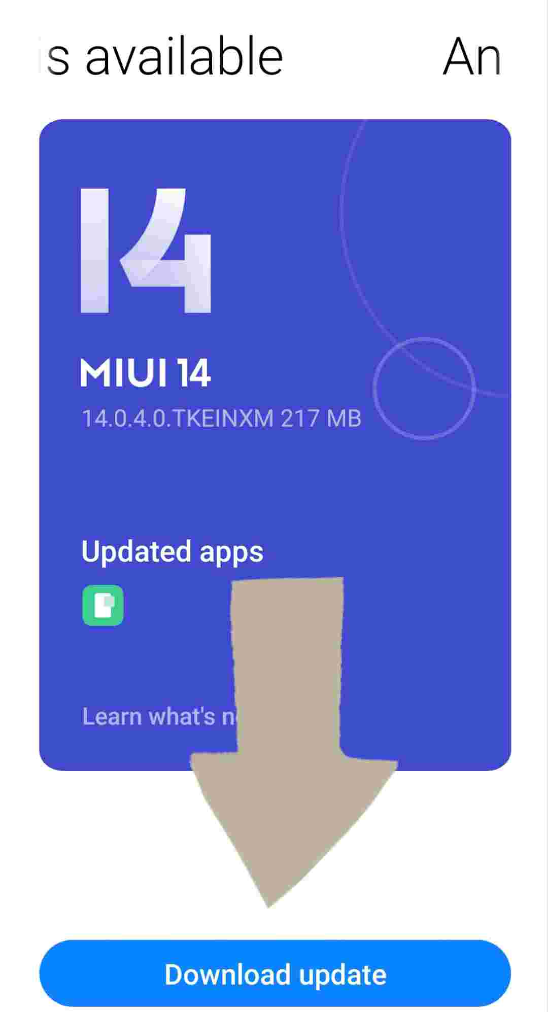 download update पर क्लिक करें